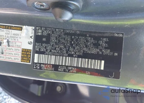 2006 Toyota Highlander из США, поврежденный, VIN JTEGD21AX60151888